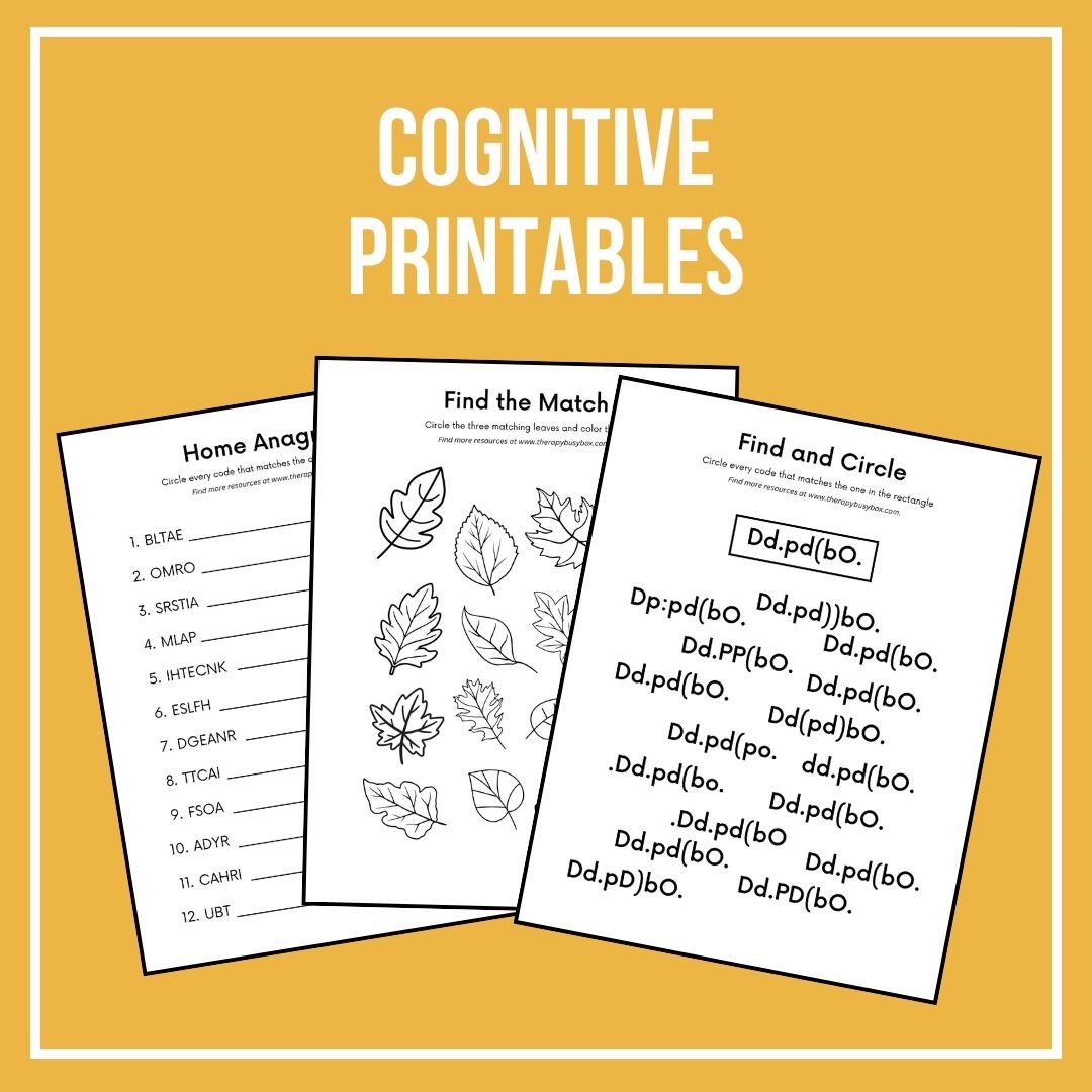 Cognitive OT Printables – Therapy Busy Box